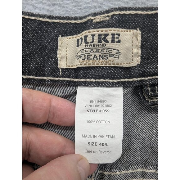 Duke Haband Jeans Mens 40 Black Gray Classic Fit Elastic Waist Zip Fly 059 - Picture 12 of 13